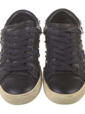 Saint Laurent Black Leather Crystal Embellishments Sneakers for women